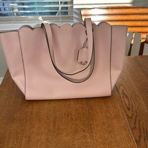 Kate Spade large scalloped pink tote with zipper closure charm included